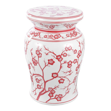 Cherry Blossom 17.7" Ceramic Garden Stool - JONATHAN Y